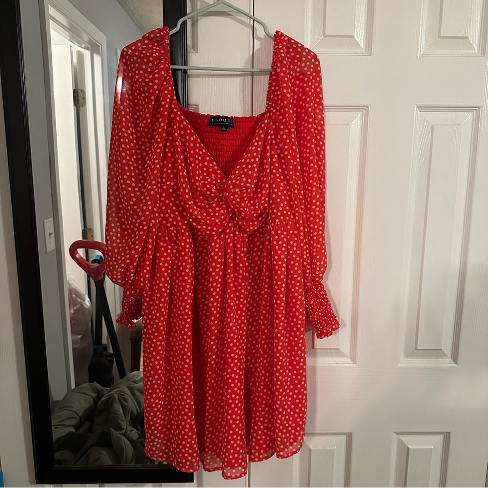 Eloquii • polka dot twisted bodice mini dress - Picture 2 of 6